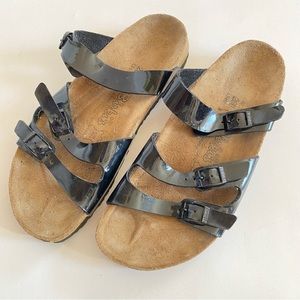 Birkenstock womens 9 40 Birkis three strap patent leather sandals